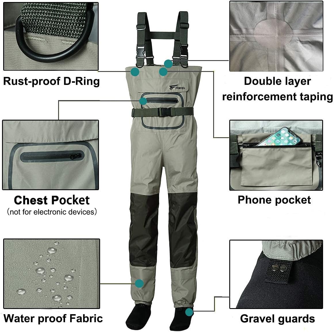 8 Fans Fishing Waders for Men and Women, Chest Waders- Waterproof Bootfoot, Neoprene Waders for Hunting & Fishing - Image 3