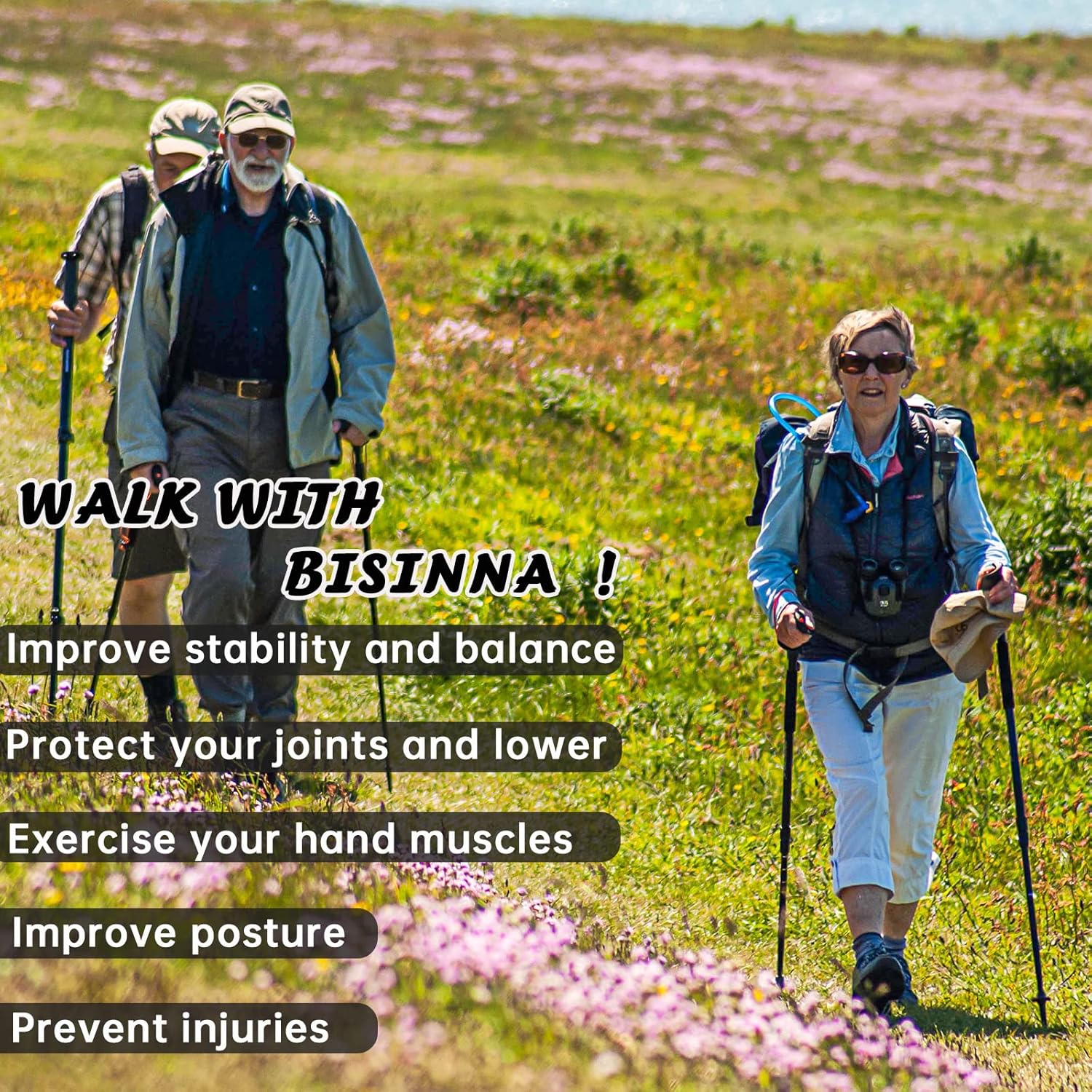 BISINNA Carbon Fiber Trekking Poles Collapsible Walking Sticks Hiking Folding Poles Quick Lock for Women and Men Hiking Mountaining Backpacking Camping 2pc - Image 7