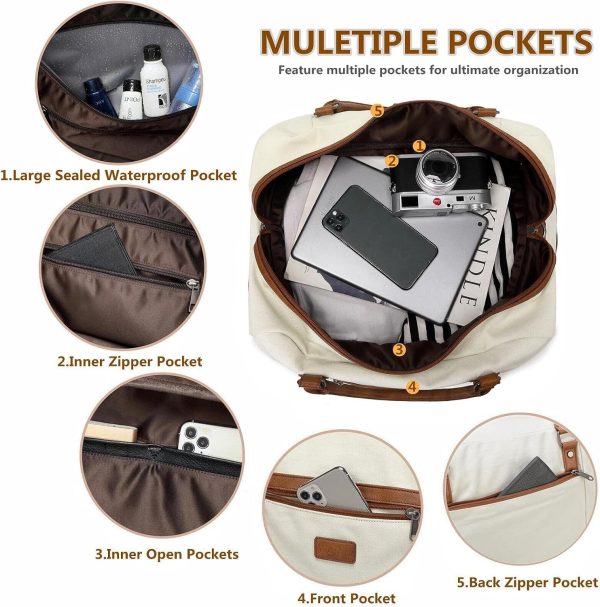 Weekender Bags for Women Large Overnight Bag Weekend Travel Duffel Bag Carry on Shoulder with Shoe Compartment Toiletry Bag for Travel Business Gym - Image 4